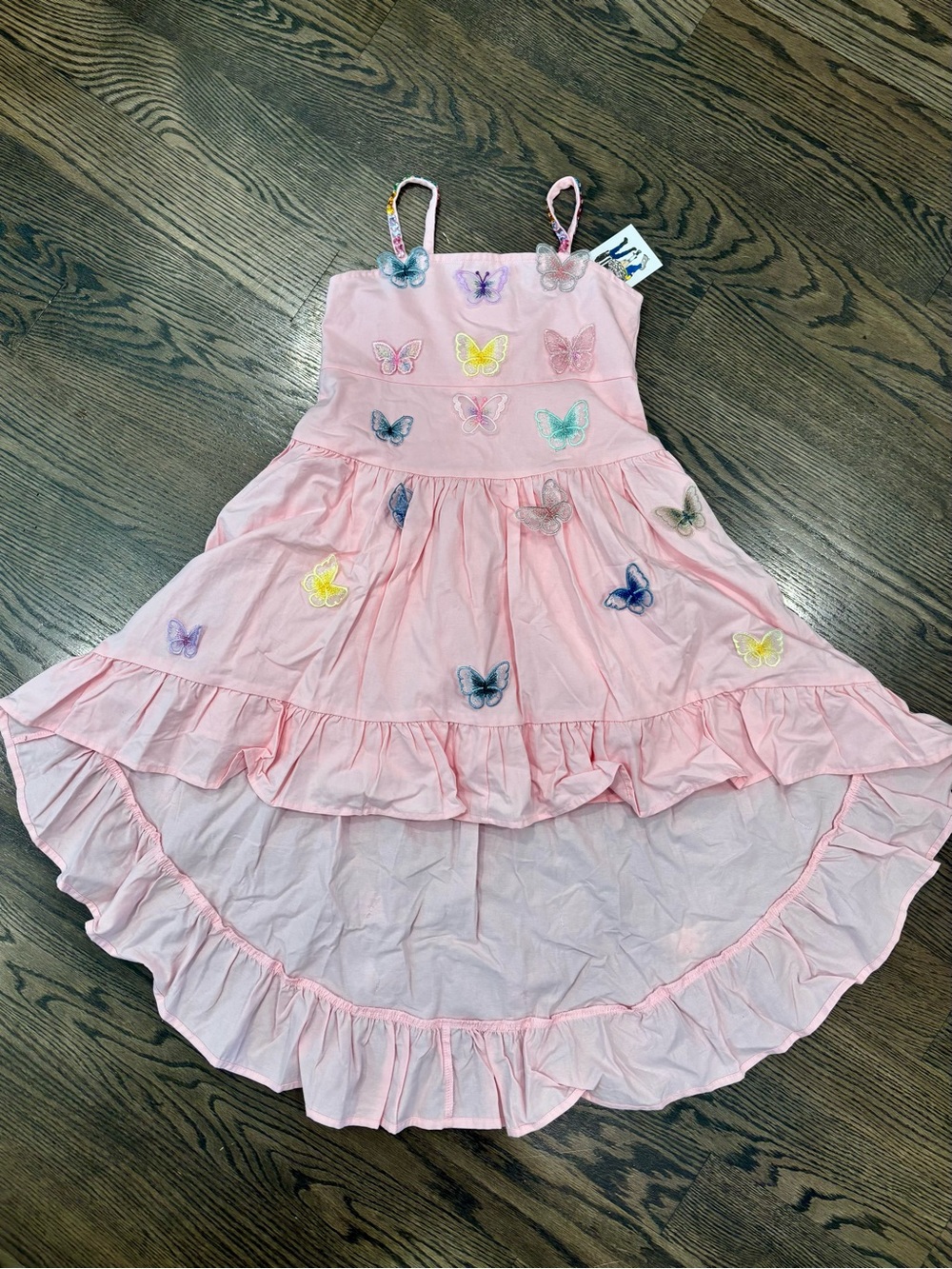 Lola + The Boys Pink Butterfly high lo Dress